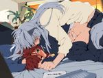  2boys anal animal_tail bed blush brown_hair diabolism gray_hair green_eyes grey_hair multiple_boys pillow plant sunset sweat tail toujou_sakana yaoi yu_yu_hakusho yuu_yuu_hakusho 