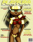  animal_ears anthro barcode black_hair black_nose bra breasts cat claws cover disney egyptian english_text feline female front hair long_hair looking_at_viewer magazine magazine_cover mammal mirage navel panties solo standing text underwear yellow_eyes 