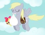  applebloom_(mlp) blonde_hair brown_eyes bubble cub cutie_mark derpy_hooves_(mlp) dunkinbean equine eyes_closed female feral friendship_is_magic hair hair_bow horse mammal my_little_pony open_mouth pegasus pony red_hair tail wings young 