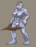  clothing female half-dressed machoke nintendo oniontrain panties pok&#233;mon pok&eacute;mon red_eyes skirt solo topless underwear video_games 