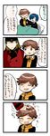  4koma amada_ken aragaki_shinjirou bad_id bad_pixiv_id beanie blue_hair brown_hair comic hair_over_one_eye hat kida_yuu multiple_boys persona persona_3 short_hair translation_request trench_coat yuuki_makoto 