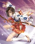  armor bad_feet bow_(weapon) brown_eyes brown_hair error feet hakama japanese_clothes legs light_particles maeda_hiroyuki red_hakama sandals sengoku_basara short_hair socks solo tabi tsuruhime weapon 