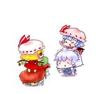  all_fours bad_id bad_pixiv_id chibi flandre_scarlet hat hong_meiling izayoi_sakuya lowres multiple_girls nuime remilia_scarlet ribbon riding standing_on_object touhou 