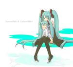  :&lt; aqua_eyes aqua_hair boots chibi detached_sleeves hachune_miku hatsune_miku japanese_clothes long_hair multiple_girls o_o quail_cage saliva sitting skirt soaking_feet thigh_boots thighhighs twintails very_long_hair vocaloid water 