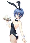  animal_ears blue_eyes blue_hair breasts bunny_ears bunny_girl bunny_tail bunnysuit fishnet_pantyhose fishnets medium_breasts negi_hei pantyhose persona persona_4 shirogane_naoto short_hair solo tail wrist_cuffs 