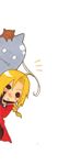  :3 ahoge alphonse_elric armor artist_request blonde_hair cat edward_elric fullmetal_alchemist peeking_out peeping ponytail 