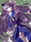  bad_id bad_pixiv_id black_choker blue_flower blue_rose bow breasts choker cure_moonlight dappled_sunlight dress elbow_gloves flower gloves heartcatch_precure! long_hair lying magical_girl medium_breasts on_back precure purple_eyes purple_hair rose shade single_elbow_glove single_glove smile solo sunlight syno tsukikage_yuri wrist_cuffs 