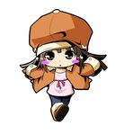  bad_id bad_pixiv_id bakemonogatari blush_stickers brown_eyes brown_hair cabbie_hat chibi hajime_(kin'you_club) hat jacket jacket_on_shoulders monogatari_(series) sengoku_nadeko solo 