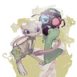  bad_pixiv_id blue_eyes character_request earrings gen_1_pokemon jewelry mask mew myuuto_(dope) no_humans pokemon pokemon_(creature) tail 