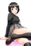  :o amagami black_eyes black_hair black_jacket black_legwear brown_footwear convenient_leg grey_skirt jacket kibito_high_school_uniform kneehighs legs loafers long_sleeves nanasaki_ai pleated_skirt school_uniform shirt shoes short_hair simple_background skirt socks solo ueyama_michirou white_shirt 