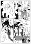  4girls comic greyscale hinanawi_tenshi horn hoshiguma_yuugi kirisame_marisa monochrome multiple_girls reiuji_utsuho touhou translated 