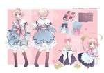  alice_in_wonderland alice_margatroid alternate_costume blonde_hair blue_eyes blue_hallelujah book boots bow capelet character_name character_sheet crossover doll dress grimoire grimoire_of_alice hair_bow hairband heart multiple_views shanghai_doll touhou turnaround 