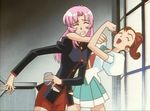  brown_hair cap headlock pink_hair revolutionary_girl_utena school_uniform shinohara_wakaba shoujo_kakumei_utena tenjou_utena 