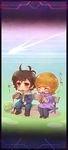  1girl ahoge audrey_burne banagher_links bench chibi food gundam gundam_unicorn haro highres hot_dog sankuma 