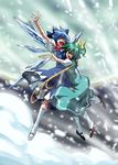  blizzard cirno daiyousei ice multiple_girls sonchoo touhou wings 