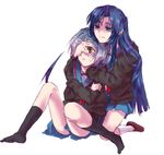  asakura_ryouko asphyxiation bad_id bad_pixiv_id blue_eyes blue_hair brown_eyes cardigan glasses hug hug_from_behind kita_high_school_uniform long_hair mirrrrr multiple_girls nagato_yuki purple_hair school_uniform serafuku shaded_face short_hair strangling suzumiya_haruhi_no_shoushitsu suzumiya_haruhi_no_yuuutsu you_gonna_get_raped 