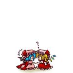  &gt;_&lt; 2girls blonde_hair blue_hair chibi closed_eyes flandre_scarlet hat multiple_girls remilia_scarlet rock_paper_scissors siblings simple_background sisters socha tears touhou wings 