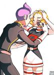  blonde_hair domino_(pokemon) gloves lambda_(pokemon) lowres make_up makeup nintendo pokemon purple_hair rubyconcream 