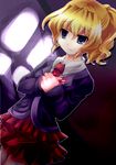  bad_id bad_pixiv_id blonde_hair blue_eyes highres mei_(jewel_at_time) necktie ponytail skirt solo umineko_no_naku_koro_ni ushiromiya_jessica 