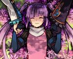  asbel_lhant bad_id bad_pixiv_id flower hanabi_(artist) holding_hands purple_background purple_hair richard_(tales) smile sophie_(tales) tales_of_(series) tales_of_graces twintails 