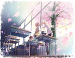  akinoko_(pixiv304871) bad_id bad_pixiv_id cherry_blossoms copyright_request desk ghost male_focus multiple_boys school tree 