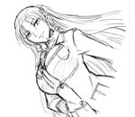  1girl big_breasts breasts earrings female huge_breasts jewelry kenji_t1710 large_breasts long_hair military military_uniform monochrome senjou_no_valkyria senjou_no_valkyria_2 sketch solo uniform white_background yuliana_eberhart 