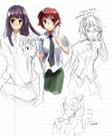  :d :o blush closed_eyes cup english green_eyes hakamichi_shizune ibarazaki_emi ikezawa_hanako katawa_shoujo long_hair multiple_girls necktie non-web_source open_mouth partially_colored ponytail purple_eyes purple_hair red_hair satou_lilly school_uniform short_hair sketch smile tezuka_rin twintails weee_(raemz) what_if 