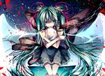  bad_id bad_pixiv_id bandages chain egg green_eyes green_hair hatsune_miku highres hug long_hair petals solo tears tsukioka_tsukiho twintails very_long_hair vocaloid 