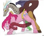  2011 blue_eyes bound discord discord_(mlp) draconequus duo equine female feral forced friendship_is_magic fur hair horse male mammal mrhart my_little_pony pink_fur pink_hair pinkie_pie pinkie_pie_(mlp) pinkiepie plain_background pony pulling_hair rape red_eyes sex straight tears white_background 