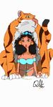  2010 aladdin bikini black_hair cum disney ear_piercing feline female hair human interspecies jasmine looking_at_viewer male mammal necklace piercing plain_background qlle rajah straight swimsuit tiger white_background yellow_eyes 