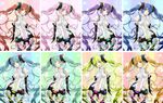 :q alternate_color blush bridal_gauntlets colorful hatsune_miku hatsune_miku_(append) highres koshino_nose long_hair multiple_views necktie smile thighhighs tongue tongue_out twintails variations very_long_hair vocaloid vocaloid_append 
