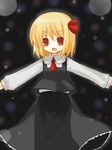  blonde_hair hair_ribbon necktie outstretched_arms red_eyes ribbon rumia short_hair solo spread_arms touhou yuzuki_(yuduame) 