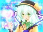  bad_id bad_pixiv_id character_name green_eyes green_hair hat hat_ribbon heart komeiji_koishi nomutarou ribbon solo touhou 