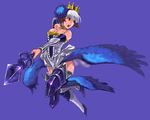  armor armored_dress dress gwendolyn odin_sphere purple purple_background sochie strapless strapless_dress thighhighs 