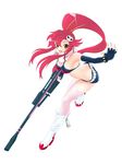  bad_id bad_pixiv_id bikini_top elbow_gloves gloves gun highres long_hair pikuseru ponytail red_hair scarf short_shorts shorts solo tengen_toppa_gurren_lagann thighhighs weapon yellow_eyes yoko_littner 