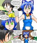  animal_ears bell cat_ears comic doraemon doraemon_(character) genderswap genderswap_(mtf) hard_translated lowres multiple_girls nobi_nobita oekaki overalls translated 