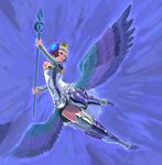  armor armored_dress blue blue_background dress gwendolyn multicolored multicolored_wings odin_sphere sochie strapless strapless_dress wings 
