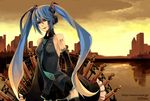  bad_id bad_pixiv_id blue_eyes blue_hair detached_sleeves hatsune_miku long_hair necktie riku_(wana) skirt solo twintails vocaloid 