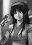  animal bad_id bad_pixiv_id bangs bird black_hair blunt_bangs breasts fuyumi_(8272) greyscale hairband japanese_clothes kimono large_breasts light_smile long_hair monochrome nakoruru obi samurai_spirits sash short_sleeves solo underbust upper_body 