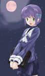  green_eyes hairband night_wizard purple_hair school_uniform serafuku shiho_elis solo takano_natsuki 
