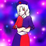  bad_id bad_pixiv_id chirigami-san crossed_arms hat lips long_hair looking_at_viewer nurse_cap pink_eyes silver_hair solo touhou white_hair yagokoro_eirin 