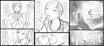  2girls blue_eyes blush brown_eyes brown_hair capcom censored choker commentary cum cum_eating cum_on_food earrings egg ejaculation female food gokkun highres jewelry jill_valentine lettuce long_image masturbation multiple_girls open_mouth partially_translated penis precum rebecca_chambers resident_evil salad sawao sequential short_hair tomato tongue tongue_out translated translation_request wide_image 