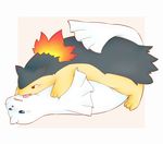  ambiguous_gender blue_eyes blush cute dewgong duo embrace feral feral_on_feral fire holding kinoko licking lying nintendo open_mouth pok&#233;mon pokemon red_eyes rubbing seal seel teeth tongue typhlosion video_games 