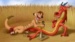  anthro anus balls beverage chinese_dragon couple crossover disney dracovar dracovar_valeford dragon drunk erection feral gay handjob horn lying male meerkat mulan mushu nude on_back outside penis sex sounding the_lion_king timon uncut urethral urethral_penetration 