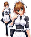  bad_id bad_pixiv_id brown_hair coach_(artist) green_eyes multiple_views original thighhighs waitress 