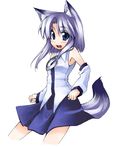  animal_ears blue_eyes copyright_request detached_sleeves dog_ears pangea solo tail 
