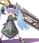  apron artist_request blue_hair gretel_(otogi-jushi_akazukin) long_hair lowres otogi-juushi_akazukin solo sword twintails weapon 