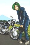  alternate_costume contemporary ground_vehicle kochiya_sanae motor_vehicle motorcycle pe-tan solo touhou track_suit 