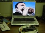  computer dell eating highres laptop lonely no_humans parody pencil photo sakigake!!_cromartie_koukou wooden_pencil 