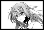  flying_sweatdrops ginga_nakajima gloves greyscale long_hair looking_at_viewer lyrical_nanoha mahou_shoujo_lyrical_nanoha_strikers monochrome simple_background soba_(saz) solo very_long_hair white_background 